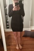 The perfect little black dress! It can be a bit more on the casual side or dressed up. It hugs in the all the right places, but still a thick enough fabric to hide any of those problem areas. - Courtney H.