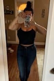 These fit great. So soft. I'm larger chested so I have to wear with a strapless bra. Perfect crop length for me. Not too much. But then I'm short. Also bought in white. - Toni A.