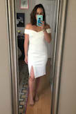 Was a little skeptical of ordering a bodycon dress but the material was really thick and of good quality. This dress fits perfectly and has a little stretch to it too. Highly recommend- super flattering. - Ellie R.