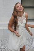 I have worn this dress several times and it's great! My main complaint is that for my bigger bust, the dress fits weird on the sides. And it is a little short for me. However, it isn't see through and the lace at the top is very beautiful. - Liz R.