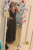 Since I am tall the dress was a bit short when I wore heels, but the fit was very flattering. I don't have a big chest so the straps were long and I had to keep pulling the back down so the straps would tighten and so the waistband would sit directly on my waist. - Erin A.
