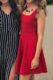 An amazing dress for wedding guests!! This it so flattering and cute, itâ's perfect for twirling and dancing.
It's a thick material but still breathable for summer, it looks more expensive than it is. And it doesn't wrinkle AT ALL!! Perfect for packing. - Morgan M.