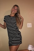 This dress is great and so comfy. I think it's perfect if you want to put in a bit of effort but still keep it casual. I wear it with white sneakers, and it looks pretty trendy! Just be careful when you put it in the dryer because it shrank, noticeably, after only 1 time drying it with the setting on light. - Lexi A.
