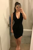 Love this!! It's a nice thick material and really cinched me in to be very form-fitting. Really great cocktail dress. - Leah Z.