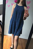 This is my FAVORITE DRESS this summer! It's a super nice stretchy fabric, and I am obsessed with the pockets. It's the perfect length too - not too short and not too long. There's quite a bit of fabric but not too much where it makes me look large. I wear it with a lace halter bralette, and it's perfect. I am definitely ordering this in another color. - Liz R.
