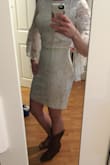 I bought this for either bridal shower or bachelorette. It's too tight for shower but perfect for a bachelorette! Fits great and the sleeves are so fun!! I thought I was stuck in it forever until I found the hidden zipper on the side, that definitely helps with taking it on and off. - Briana K.