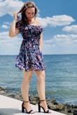I bounce between Small and Medium sizes depending on the dress style - this dress looked on the shorter side to me so I ordered a Medium to try and get it an appropriate length for me (I'm ALL legs). It ended up being a great length but a little looser than I usually prefer so I'm sure I could've gone with a Small and been fine with length and fit. Still, it's going to be the perfect brunch dress! - Andrea W.