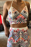 Got this as the set, so comfortable, girly, and vibrant. Perfect for a vacation! Maybe not to a festival as the bottoms could easily get dirtied. - Jasmine C.