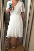This dress is perfect for any of my upcoming Bridal celebrations. Great wrap dress, classic, flattering in all the right places, and lined all the way through. - Ellie R.