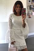 This is just a wonderful dress! From the unique lace, the looong elegant sleeves, and the fitting style, all I can say is that I'm in heaven wearing this outfit! We are getting ready to leave to brunch with family and friends, and it's just perfect for the occasion! - Susana S.