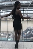 This Lulus dress is comfortable and has a nice thick material with a slip beneath it! It doesn't ride up. The only thing I'd change is I'd get it smaller if I bought the same dress as I like mine super tight but the size I got fit great anyway! - Latavia A.