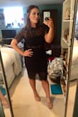 I absolutely loved this dress! I wore it to a charity event and felt very comfortable and pretty. I am usually between a M and a L in Lulu's dresses depending on the style. I ordered both sizes and ended up keeping the M. Both fit nicely but the L was just slightly too big - the M hugged my curves perfectly and was very flattering. It did ride up a little bit when I would stand up but it didn't bother me. The length was nice, the inner layer hit me mid-thigh and the outer lace layer hit right below my knees. With mid-length dresses, sometimes my short legs look extra short but I paired with nude heels to help make them look just a bit longer, ha. Overall loved this dress and would highly recommend. I have my eye on that beautiful bright red next! PS - Spanx not needed which is always a plus! - Tess F.