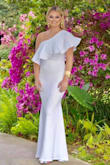 WE HAVE A WINNER! Super affordable and timely shipping. Had to take in the bust slightly, length and fit otherwise perfect. Note the ruffle has stiffener on edge, so it holds drape shape well. Suggest quality shapewear undergarment to render a smooth look. Classy gown, a simple, elegant and standout. Included a pic of the back as well... Highly recommend. - PATRA C.