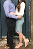 The skirt is a great colour and the perfect length. I'm taller and it hit me right below the knees. It has a bit of stretch, so if you have a tiny waist and a big booty like I do I'd size down (I usually wear a small) so that it fits in the waist. - Michella C.