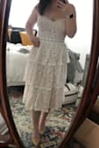 This dress was sooo cute! I truly loved it but i ordered a few others and ultimately returned this one to get a dress with straps. I'm a bit busty and didn't feel fully supported in this strapless number, but it was SO flattering and truly adorable! I could have definitely made it work but I liked another dress just as much which is why I returned this! - Melissa W.