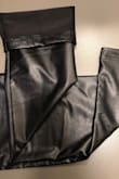 I wanted to like these leather leggings, but I DON'T. I was expecting to be wearing it during the holidays for a great dinner out, but I can't. The fabric looks cheap and almost like it is plastic. It's way too long so there's a bunch of material creasing at the bottom of my legs and the seams are unfinished (we can see some threads out at the bottom of the legs without even wearing it). I'm very disappointed of this purchase. - Anne-Marie D.