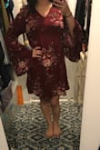 Not my style but still like it. I call these dresses pretty sack dresses. I feel like they are meant for really tall skinny girls. For myself I'll definitely need to put a belt around it. It's super cute though. Love the bell sleeves. May wear it out to the wineries in May. - Devon S.