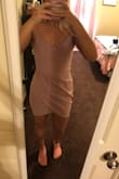 I love the fit of the dress, The material is actually really stretchy even though it doesn't look like it in every picture. I got a Medium and it fits perfect. I will say that it rides up slightly when i'm walking which is kinda annoying, but over fits great and it very flattering. I also love the color and it goes good with black or nude heels. - Abigail L.