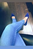 Before purchasing I Always Always read the reviews. I wasn't sure at first if I was going to size up and thank god I didn't. These shoes are True to size. I'm a size 7, the material is soft and the color blue is precious. Can't wait to buy other colors. Trust me you won't regret it. I used it for work. They are streamline comfy. - Yulay L.