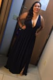 I love this dress, it felt so comfortable for my friends wedding in the Fall. It felt right on size I thought about getting it a size bigger, but didn't need it. - Astrid T.
