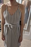 I really liked this dress -- I think it will be perfect for window shopping on vacation or a day spent at the winery. I like the adjustable straps and the material. My one complaint is the fit was a little odd on the sides of the chest (like I needed a bigger bust or a bra with some padding, but the back doesn't allow for a bra). Perhaps sizing down would have helped that issue, but I thought the fit through the waist was perfect. - Paige B.