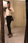 I didn't know what to expect and honestly wanted to return it because I spent too much money but I ended up loving them, very comfortable. I have short legs so I might get them hemmed a little and there are no belt loops. - Patty M.