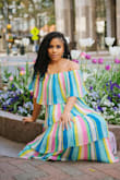 I'm a blogger and this was the cutest dress for the perfect Spring #ootd. The stripes and ruffles make this dress such a must have for the season. - Majesty A.