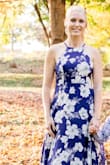 I ordered this dress for the professional family photo shoot we did last November. I was hoping it would be vibrant and flattering and showstopping. It was all of the above! The colors were rich (it was more of a deep purple with light blue accents and white flowers), looked and felt high quality, and I loved the way it fit. Highly recommend! - Stephanie B.