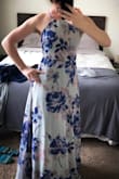 This is the perfect flirty but still formal dress for a spring wedding. Well made, great material, while also super comfy. Can't wait to wear it! It was a great length for me to wear with 2+ in heels, which I was hoping for anyway. So great to find a dress long enough to wear with higher heels. I was waffling on getting a large, but glad I went medium as it fits perfectly and an L definitely would have been too big. - Mira L.