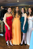 I was very hesitant about this dress at first because of the low cut neckline (I am larger in the bust area and don't normally like to expose so much lol) but this dress lay very tastefully! It's also surprisingly supportive - I wore no bra or sticky bra at all and the photos turned out great. It's a very flattering fit, especially if you're more wanting to hide the hip/thigh area like I am. I did order both a L and XL and ended up with the XL - the L was pretty tight and I can typically wear Ls so I would say this runs slightly small just at the waistline where it zips. The neckline and cut outs are so fun/chic/sexy without being over the top. Also I can't rave enough about this color!!! I got so many compliments on it and it really stands out. Looks so good with a tan! It also came pretty wrinkled in the mail so I had this steamed/pressed at the dry cleaners which I highly recommend because the way the fabric of the bottom part fell looked so beautiful and high-end. This dress is long - I'm tall at 5'9 and had to wear high heels (4ish inches), but with those it was perfect! Otherwise I think you'd need to have it altered. Overall, totally recommend this dress!!! - Holly R.