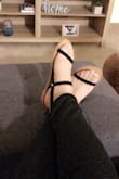 These sandals are minimalist, chic and soo cute!
The front strap is a tad bit narrow (for my wide feet) and though I am a 5.5 I had to exchange them for a 6. 
They look great! I'm really pleased with the rapid and convenient exchange process and the material! I like them so much that I got a second pair in mauve and they're such a pretty color!!! - Natalia D.