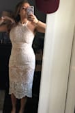 I ordered a small because I had lost some weight and I don't have hips. Got this dress for my rehearsal dinner for my wedding. Fits great, with the exception of the waist where I couldn't breathe a bit, so I decided to have it let out half an inch because my rehearsal was Italian, ha! Love this dress - sexy with enough classy to wear with family and our pastor. - Jennifer C.