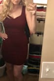 Love the neckline and flattering shape - a little bit short (read: not a work or church outfit, obviously) but perfect for a night out! Waistline hit me perfectly, too.
Burgundy color is also beautiful. - Stephanie S.