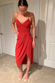 This dress fit so well on my body... which is not a common thing due to my athletic wide shoulders. The fabric is a little thin (definitely need to iron it), but I think this would definitely be a great summer option. I only returned the dress because I picked something else for a wedding I am going to. - Katrina E.
