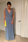 My friends called this the "Greek goddess" dress... and it truly is very elegant and the fabric is very nice quality. I am 5'11 and this was still a little long for me even with heels and the skirt portion felt a little heavy. But overall I would totally wear this to an elegant wedding. I kind of did not like the little strings/ties on top of shoulders but it looked like those could be removed easily. - Katrina E.
