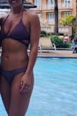 This fit perfectly. I wasn't sure how the top would feel with the tie part, but it stayed in place and was so comfortable. The bottoms had the perfect amount of "cheekiness" without being uncomfortable. Material is good quality, and I would definitely recommend it! - Christine H.