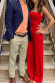 I bought this jumpsuit for a formal at school. It is a perfect stretchy material and fits true to size (I normally wear a small in Lulus dresses)! I ended up wearing a strapless bra underneath just because petals and sticky bras don't work for me. It was also the perfect length for my height with 3 inch heels on. I definitely recommend this for any event - it can be dressed up or down! - Emily L.