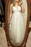 I am absolutely blown away by the quality of this dress. The lace appliques are stunning and there are no flaws in any seams. My only issue is the zipper is cheap, but for the price I paid for this dress...I am more than satisfied. - Savanna T.