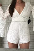 Ordered this for my bachelorette and fits perfectly! The bell sleeves are so much fun, and this romper was comfortable to dance all around Miami. Love it! - Mallory N.
