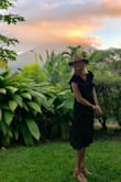 I don't know my measurements, but I wear a size 10 in bottoms and this large fit perfect. It's very thin and flowing with fluttery shoulders. Works beautifully with a little black dress slip. I NEED the green one next ... - Debrah R.