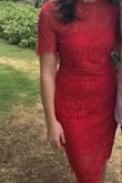 I have this dress in red and black and waiting on mint. I cannot say enough about how much I love this dress. I wore it to a beach wedding in Hawaii. It is dressy while still just sexy enough. The lace is wonderful and the dress is comfy! - Katharine H.