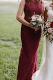 This dress fit to a T! While the top does not have much give, the bottom is stretchy and very comfortable. The lace is beautiful and was perfect for this wedding. A great option for a formal affair or for bridesmaids. I did not need to alter it with heels that were at least 4 inches. - Katharine H.