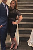 Bought to wear for a wedding nervous it would be very see through but it wasnt! It was perfect. I was nervous the medium would be tight (5'4 & 150 pounds) but the medium fit perfect. Not to tight and not loose at all. Very comfortable - Sarah A.