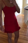 I love this dress I got a size small and it fits perfectly!! Perfect for summertime the bright color looks rlly great! The only thing I don't love is the ruffle at the bottom sticks out pretty far but that might just be me, overall super cute I love and very supportive! - Molly O.