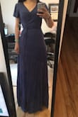 The blue color on this dress is so pretty, but I wasn't able to wrap this one a tightly as other Lulus maxi wrap dresses. There is also a button on the bust of this dress which covers well but made the front look odd on me (small busted). - Ceara C.