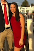 This is the perfect date function dress and fits fairly true to size. I would suggest ordering the size you would normally because the back ties and can be helpful if the dress doesn't fit perfectly. - Haley B.