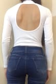 Price: $40.00
Wearing size: XS/Small - true to size
MY
Height: 5'3"
Bust: 32A
Waist: 22"
Hip: 34"
Under size & fit of item, it states, "May be worn with...no bra" hmm...really? I wore no bra and it was definitely a "you need a bra" shirt.
Material: The fabric IS stretchy which DOES allow for a custom fit, but the material is not worth $40.00. The fabric is body-con material, slightly see-through. I thought it would be thicker where I really did not need a bra, but in the light you can most definitely see my nipples perk out of the shirt.
What sold me on adding it to my cart was 1. The elegant-sexy style of long sleeve "conservative" in the front, but skin exposed in the back. 2. The photographer who made the model, Racquelle (5'9"; 32"-23.5"-34"; wearing XS/Small) look so good wearing that shirt. 3. I do not have many white colored clothes in my casual wardrobe
From scale of 1-10, 1 being the worst and 10 being the best:
Style concept: 9
Material: 3
Time capsule wardrobe clothing: 3
Worth it? 3 - Moy Y.