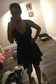 First of all the color is stunning. I felt so beautiful in this dress! I didn't have to wear a bra or stickies at all! The slip under the dress hugs your thighs nicely just in case the wind picks up which I loved a lot! The dress is true to size and hugs the body perfectly. - Nicole M.