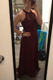 Love this dress! I was very wary of ordering online, as I'm fairly curvy (smallish waist, larger breasts and larger hips) so it's hard enough to find something in the store that fits right.
I was very pleased with how it fit! I feel as though it does a good job accentuating and hiding all the correct things.
I'm wearing it to a wedding, and I'm a hardcore wedding dancer, so to ensure I would be comfortable, I had the sides along the bust taken in, and had to hem the bottom as it was pretty long. Very simple alterations for ordering online.
I'm really pleased with it and super excited to show it off! (Picture shown is before any alterations)
4 stars only because I did have to do some alterations. - Anna T.