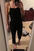I really love the material of this and the overall concept of it, but I'm not in love with it. It's super comfy and fits really well (I got a small). It'd definitely be a great piece to have, but I think it's too casual to wear any time other than day time. The material is light weight so it may be able to pass in the summer, but it's probably more for 70-75 degree weather. It's perfect if you live in California. I also wish it was cinched or just tighter at the ankles and waist to dress it up a little and make it a little more flattering. (I rolled up the bottom of my right ankle.) It's pretty expensive, so I'm on the fence about keeping it since I'm not sure how much use I could get out of it. - Katie C.